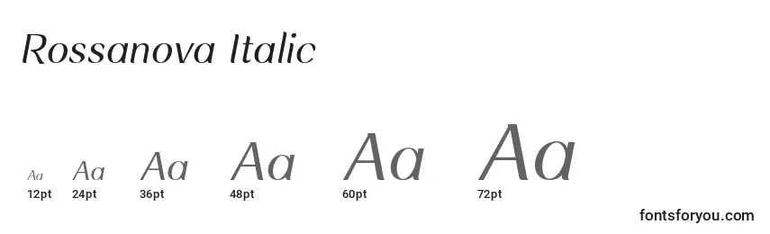 Größen der Schriftart Rossanova Italic