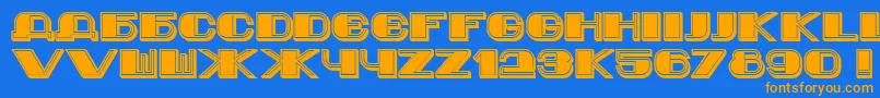 Jurij-Schriftart – Orangefarbene Schriften auf blauem Hintergrund