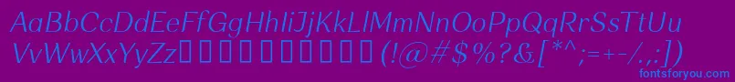 Rossanova LightItalic Font – Blue Fonts on Purple Background