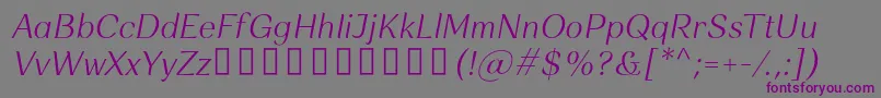 Шрифт Rossanova LightItalic – фиолетовые шрифты на сером фоне