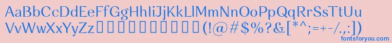 フォントRossanova Regular – ピンクの背景に青い文字