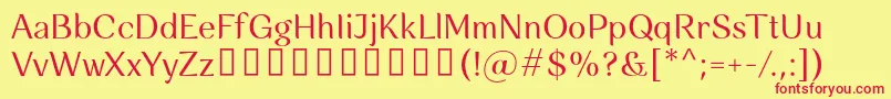 フォントRossanova Regular – 赤い文字の黄色い背景