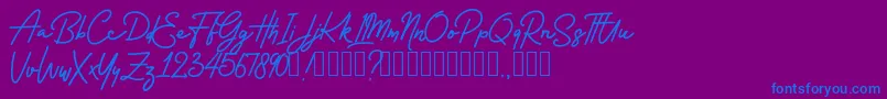 Fonte Rossela Demo – fontes azuis em um fundo violeta