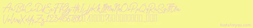 Rossela Demo-Schriftart – Rosa Schriften auf gelbem Hintergrund