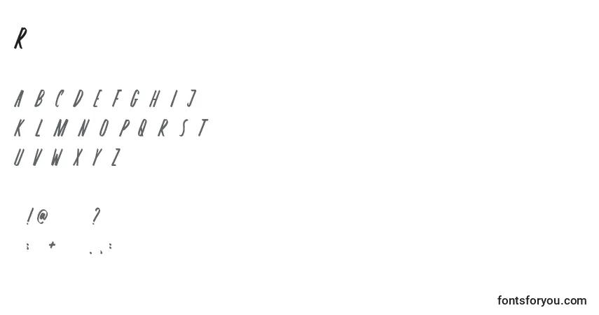 Шрифт Rosterica – алфавит, цифры, специальные символы