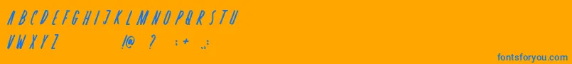 Rosterica-Schriftart – Blaue Schriften auf orangefarbenem Hintergrund
