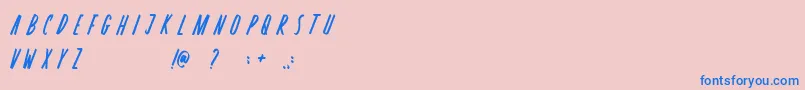 フォントRosterica – ピンクの背景に青い文字
