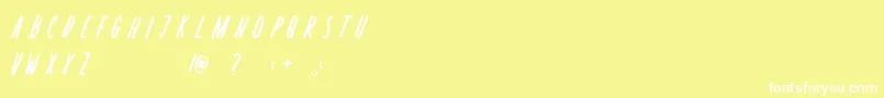 Fonte Rosterica – fontes brancas em um fundo amarelo