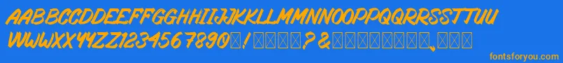 RosteringBrush Font – Orange Fonts on Blue Background