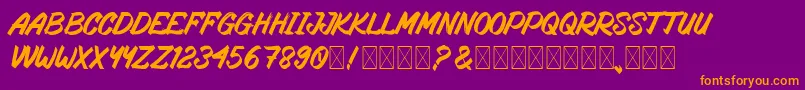 RosteringBrush Font – Orange Fonts on Purple Background