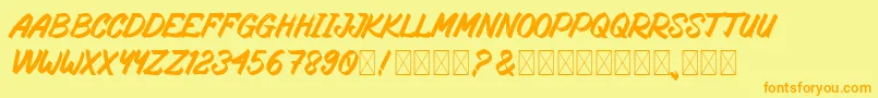 RosteringBrush Font – Orange Fonts on Yellow Background