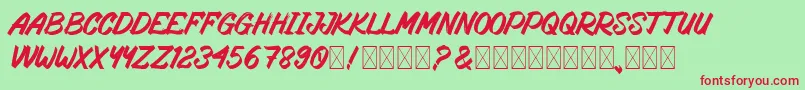 RosteringBrush Font – Red Fonts on Green Background