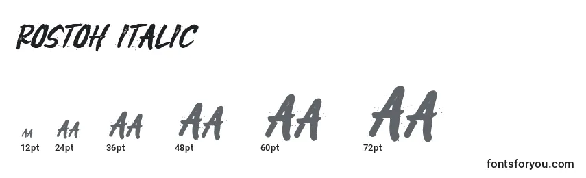 Rostoh italic Font Sizes