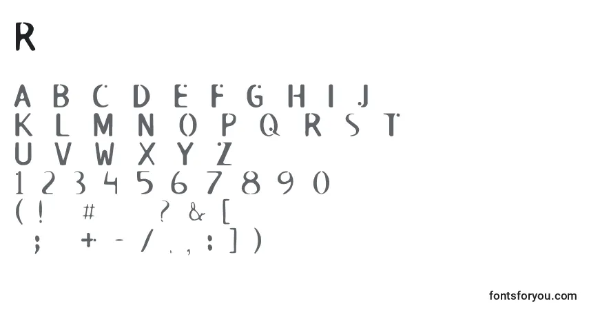Schriftart Roswell (139159) – Alphabet, Zahlen, spezielle Symbole
