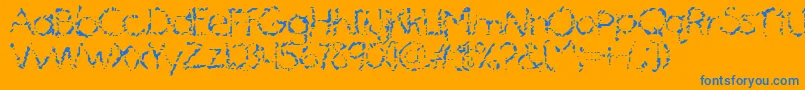 MascaraMistake-Schriftart – Blaue Schriften auf orangefarbenem Hintergrund