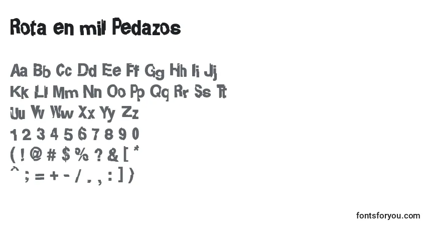 Schriftart Rota en mil Pedazos – Alphabet, Zahlen, spezielle Symbole