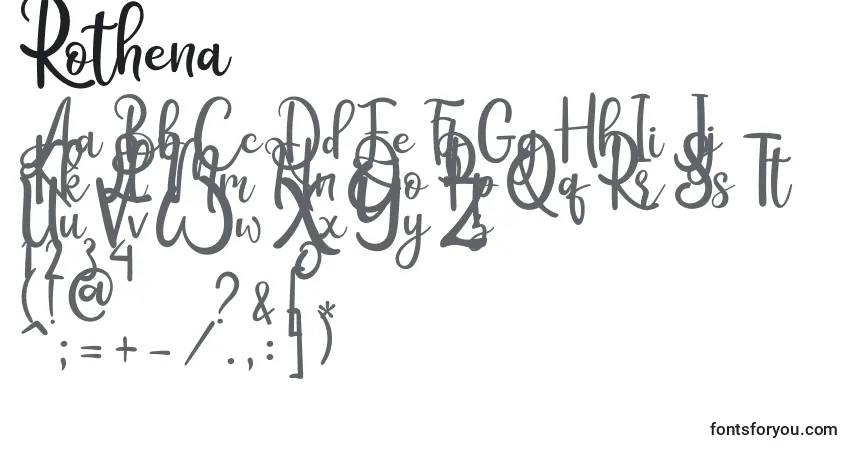 Rothena-fontti – aakkoset, numerot, erikoismerkit