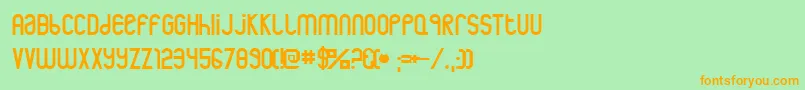 フォントrothwell – オレンジの文字が緑の背景にあります。