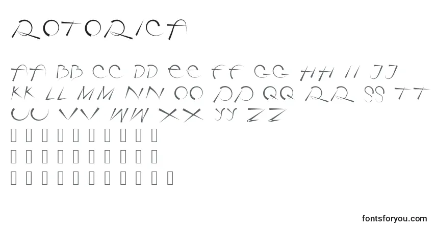 Schriftart Rotorica – Alphabet, Zahlen, spezielle Symbole