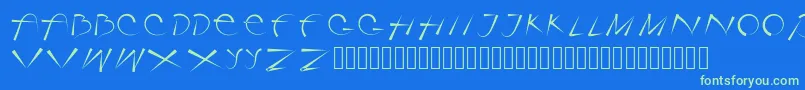 フォントRotorica – 青い背景に緑のフォント