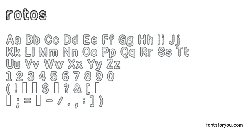 Czcionka Rotos    (139167) – alfabet, cyfry, specjalne znaki