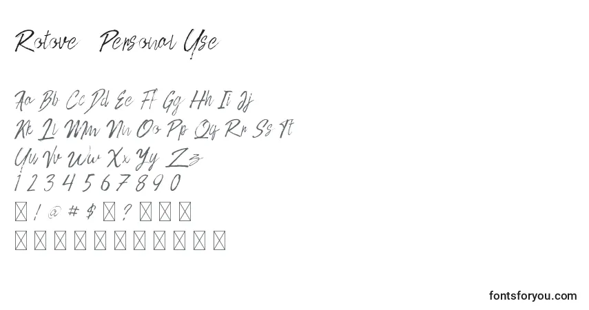 A fonte Rotove   Personal Use – alfabeto, números, caracteres especiais