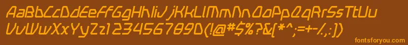 SwerveItalic-Schriftart – Orangefarbene Schriften auf braunem Hintergrund