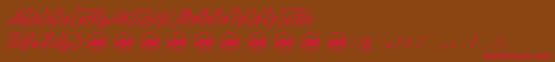 Rotten Pumkin PersonalUseOnly-Schriftart – Rote Schriften auf braunem Hintergrund