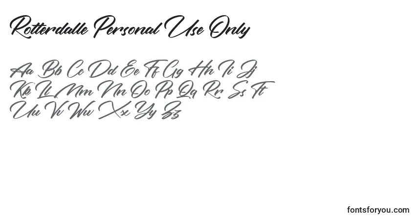 Schriftart Rotterdalle Personal Use Only – Alphabet, Zahlen, spezielle Symbole