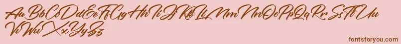 Rotterdalle Personal Use Only-Schriftart – Braune Schriften auf rosa Hintergrund