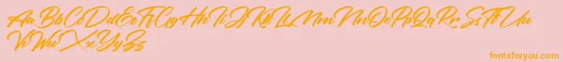 Rotterdalle Personal Use Only-Schriftart – Orangefarbene Schriften auf rosa Hintergrund