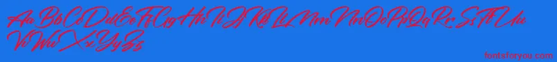Rotterdalle Personal Use Only-Schriftart – Rote Schriften auf blauem Hintergrund