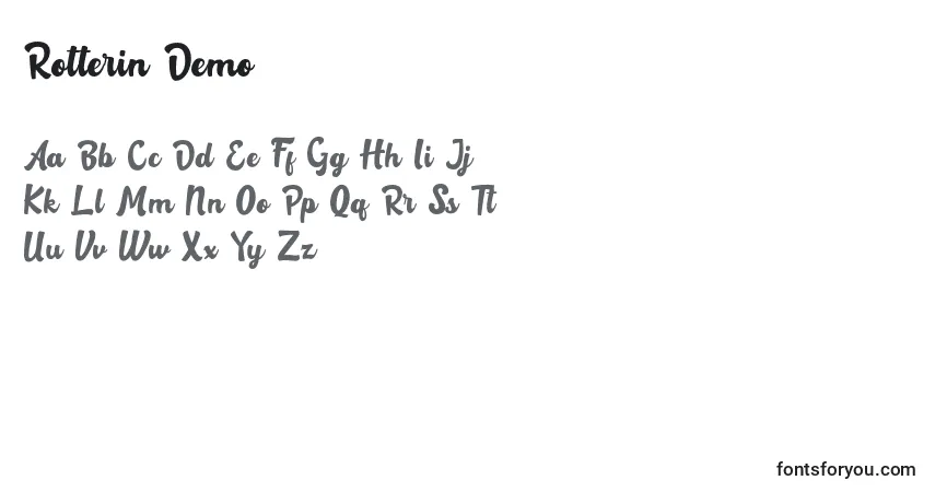 A fonte Rotterin Demo – alfabeto, números, caracteres especiais