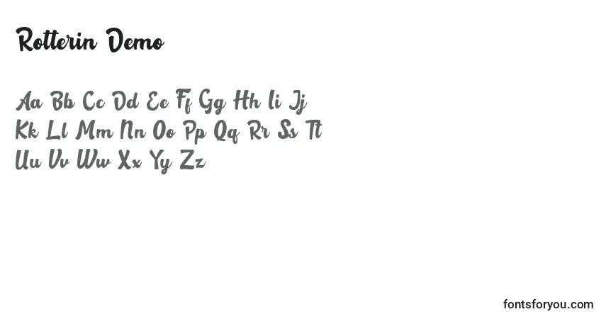 A fonte Rotterin Demo (139177) – alfabeto, números, caracteres especiais