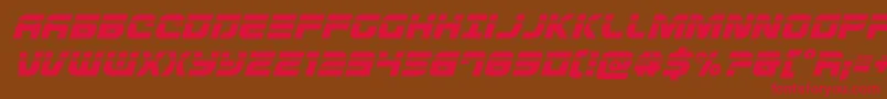 フォントDefconzerolaserital – 赤い文字が茶色の背景にあります。