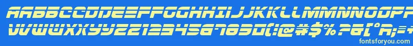 Defconzerolaserital Font – Yellow Fonts on Blue Background