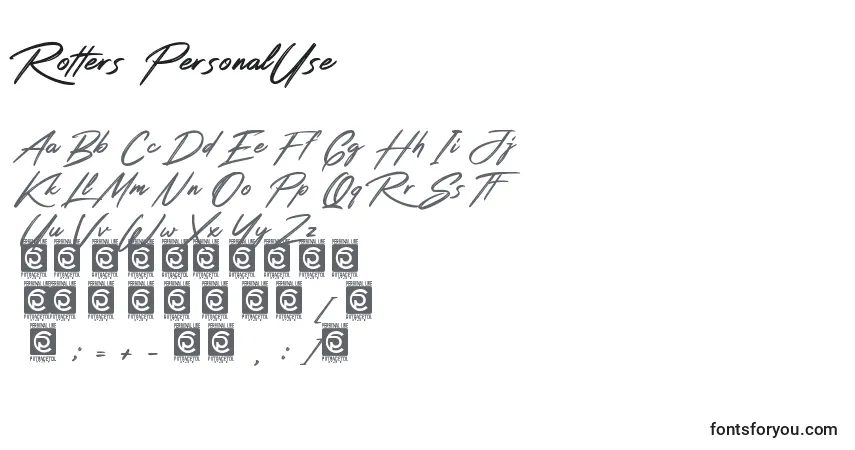 Schriftart Rotters PersonalUse – Alphabet, Zahlen, spezielle Symbole