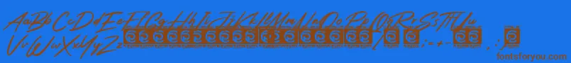 Rotters PersonalUse-Schriftart – Braune Schriften auf blauem Hintergrund