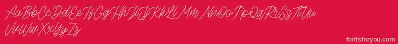 Rottordam Thin FREE-Schriftart – Rosa Schriften auf rotem Hintergrund