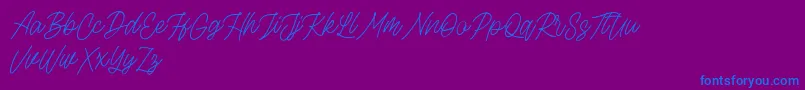 Rottordam Thin FREE-Schriftart – Blaue Schriften auf violettem Hintergrund