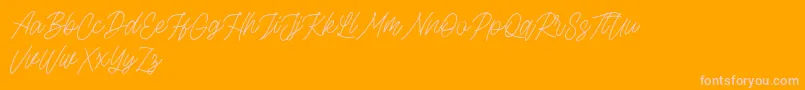Rottordam Thin FREE-Schriftart – Rosa Schriften auf orangefarbenem Hintergrund