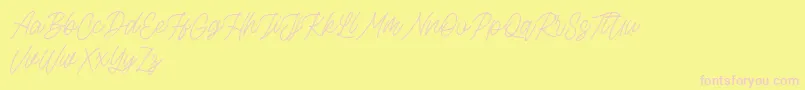 Rottordam Thin FREE-Schriftart – Rosa Schriften auf gelbem Hintergrund