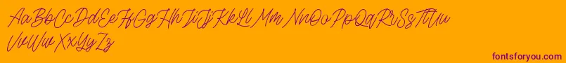 Rottordam Thin FREE-Schriftart – Violette Schriften auf orangefarbenem Hintergrund