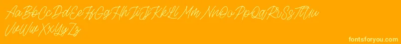 Rottordam Thin FREE-Schriftart – Gelbe Schriften auf orangefarbenem Hintergrund