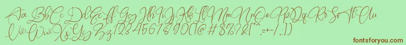 Rottrydam Wargna Personal Use-Schriftart – Braune Schriften auf grünem Hintergrund