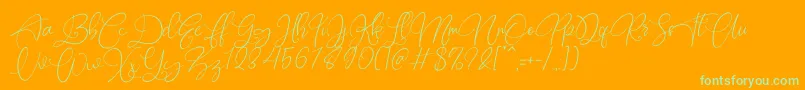 Rottrydam Wargna Personal Use Font – Green Fonts on Orange Background