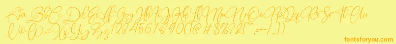 Rottrydam Wargna Personal Use-Schriftart – Orangefarbene Schriften auf gelbem Hintergrund