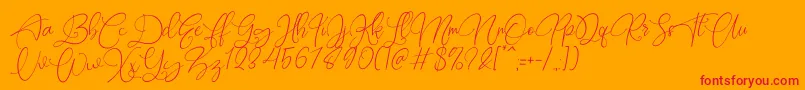Rottrydam Wargna Personal Use Font – Red Fonts on Orange Background