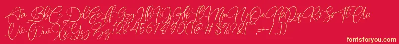 Rottrydam Wargna Personal Use-Schriftart – Gelbe Schriften auf rotem Hintergrund