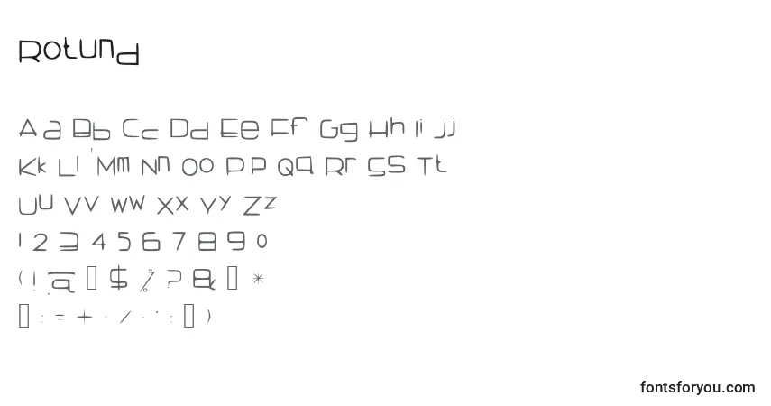 A fonte Rotund (139189) – alfabeto, números, caracteres especiais